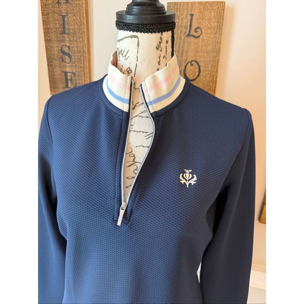 Lady Hagen Women's Quarter-Zip Mock Neck Long Sleeve Golf Top Navy Blue Small - Picture 2 of 9
